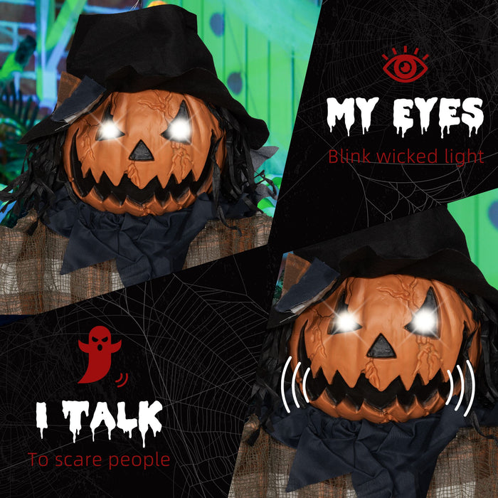 6ft Halloween Animatronic Hanging Pumpkin Ghost – Sound Activated Prop with Glowing Eyes and Creepy Talking Sounds - Monsta Online