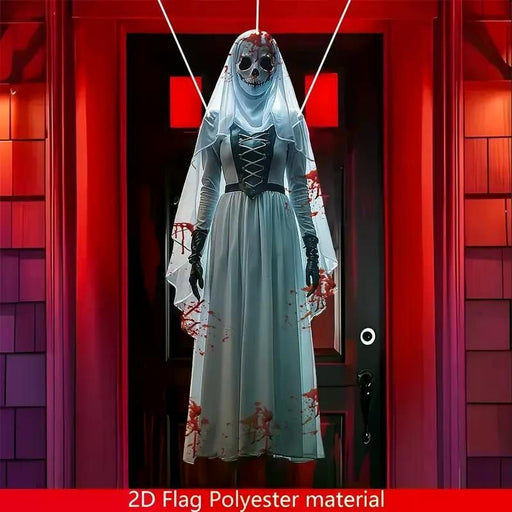 Halloween Hanging Skull Bride – 2D Horror Background for Haunted House and Party Décor - Monsta Online