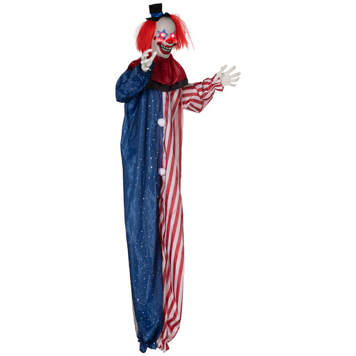 6ft Sound Activated Halloween Animatronic Hanging Clown – Glowing Eyes, Talking Phrases and Creepy Movements - Monsta Online