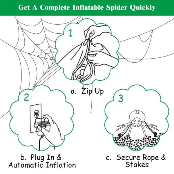 6FT Halloween Inflatable Spider with LED Lights – Giant Blow Up Yard Decoration - Monsta Online