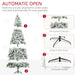9FT Flocked Artificial Christmas Tree — 1890 Snow Tips, Unlit, Auto - Open, Full Shape, Steel Base - Monsta Online