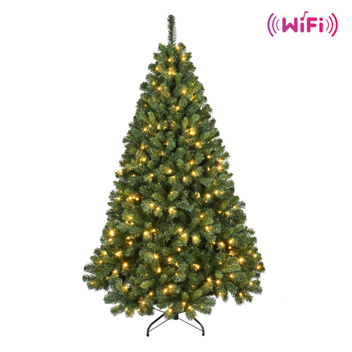 7FT Pre - Lit Smart Artificial Christmas Tree — 380 WiFi LED, Music Sync, App Control, Hinged, Metal Stand - Monsta Online