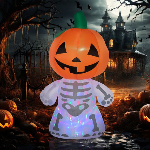 6FT Halloween Inflatable Pumpkin Man Skeleton with LED Lights - Monsta Online