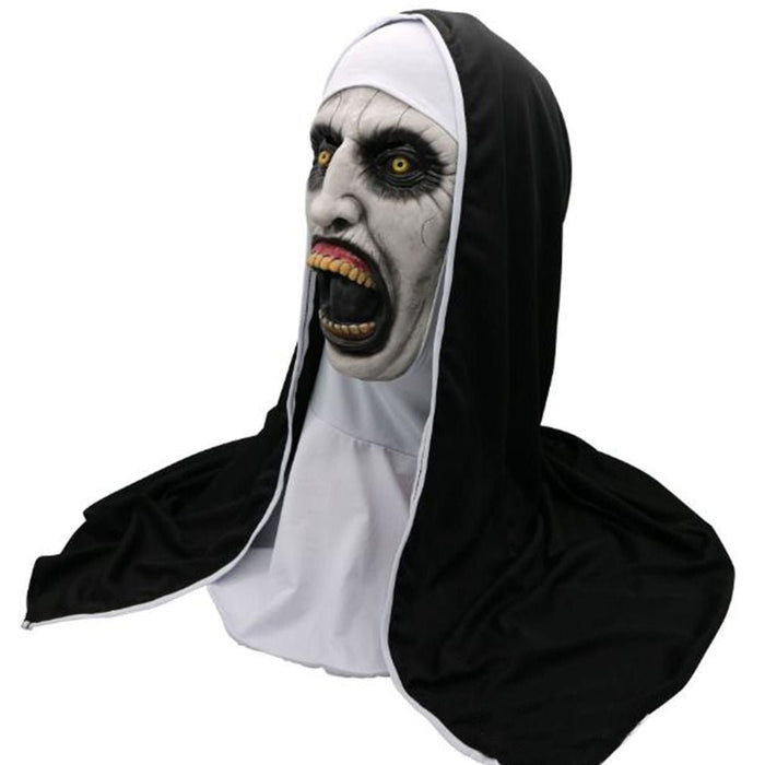 Halloween Nun Purge Mask – Black & White Horror Ghost Face Latex Costume - Monsta Online