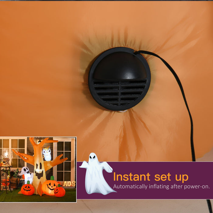 7.5ft Inflatable Halloween Haunted Tree with Owl, Ghost and Pumpkins - Monsta Online
