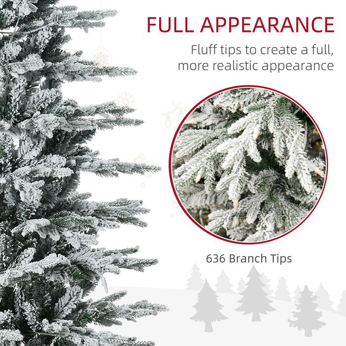 6FT Snow Flocked Pre - Lit Artificial Christmas Tree — 250 Warm Yellow Lights, 636 Tips, Auto - Open, Full - Monsta Online