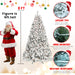 8FT Pre - Lit Flocked Artificial Christmas Tree — 700 UL LED, 54 Pine Cones, 1754 Tips, Hinged, Metal Stand - Monsta Online