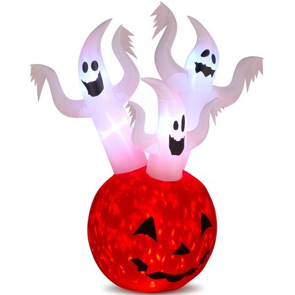 5.9FT Halloween Inflatable Pumpkin Ghost with LED Lights - Monsta Online