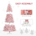 7.5FT Pre - Lit Pink Artificial Christmas Tree — 500 Warm LED Lights, 1346 Tips, Hinged, Metal Stand - Monsta Online