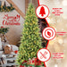 8FT Pre - Lit Pencil Artificial Christmas Tree — 1612 Tips, 500 LED Lights, PE & PVC Mixed, Metal Stand - Monsta Online