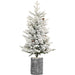 4.5FT Pre - Lit Snow Flocked Potted Christmas Tree — 150 Lights, Small Artificial Tree - Monsta Online