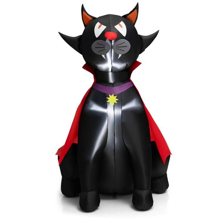 4.7ft Inflatable Halloween Vampire Cat with Red Cloak and LED Lights - Monsta Online