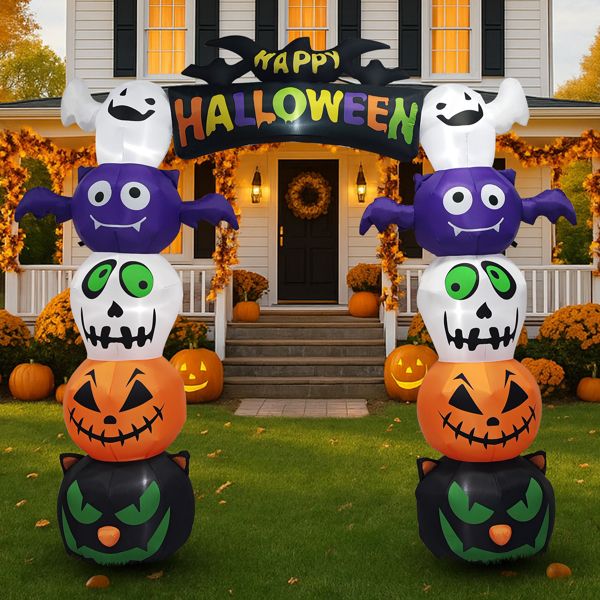 8.2FT Halloween Inflatable Pumpkin Archway with LED Lights – Giant Blow Up Halloween Decoration - Monsta Online