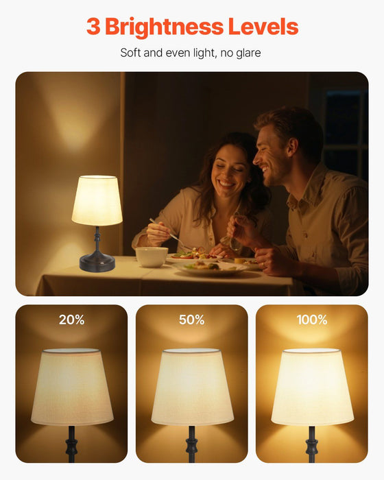 Cordless Rechargeable Table Lamp with Fabric Shade - 3 Dimmable Brightness Levels - Monsta Online