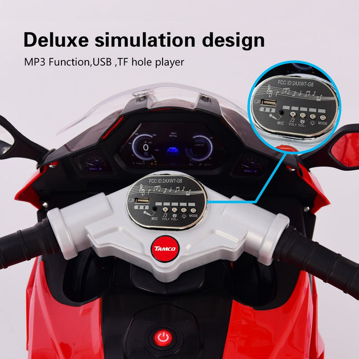 12V Electric Ride - On Motorcycle for Kids - Rechargeable 3 - Wheel Toy with Light - Up Wheels - Monsta Online