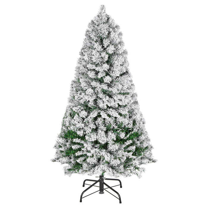 4FT Pre - Lit Flocked Artificial Christmas Tree — 539 Tips, 120 Warm White LEDs, 8 Modes, Metal Stand - Monsta Online