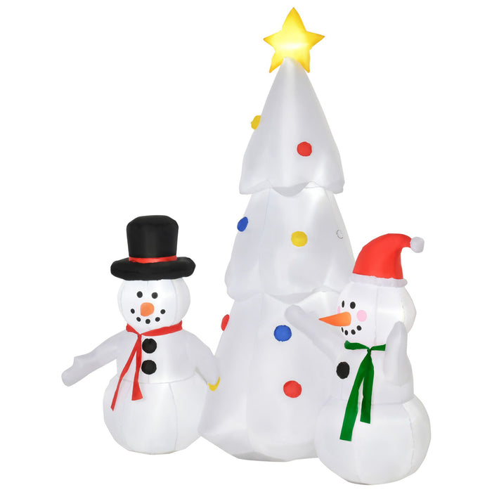 6FT Prelit Inflatable Christmas Tree with Star & Snowmen and LED Lights - Outdoor Christmas Decoration - Monsta Online