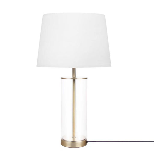 Premium 23" Brass Table Lamp with Glass Accent Base and Soft Fabric Shade - Monsta Online
