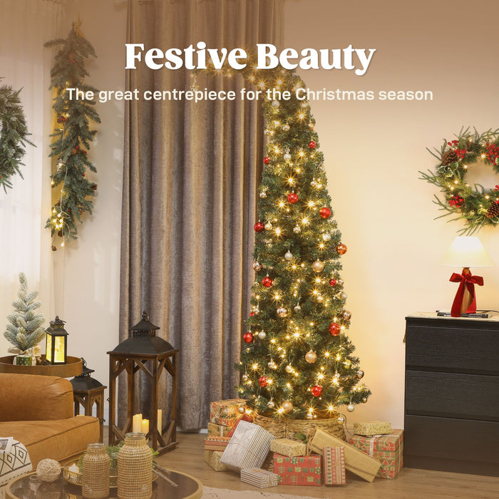 7FT Whimsical Bent Top Pre - Lit Artificial Christmas Tree — 300 Warm White LEDs, 777 Tips, 8 Modes - Monsta Online