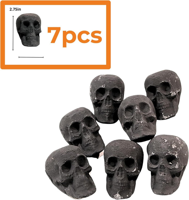 Halloween Ceramic Skull Fire Pit Decoration – 7pcs Reusable for Fireplace and Bonfire - Monsta Online