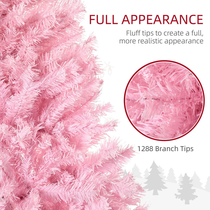 7FT Pink Artificial Christmas Tree — 1288 Tips, Unlit, Wide Shape, Auto - Open Hinged, Steel Base - Monsta Online