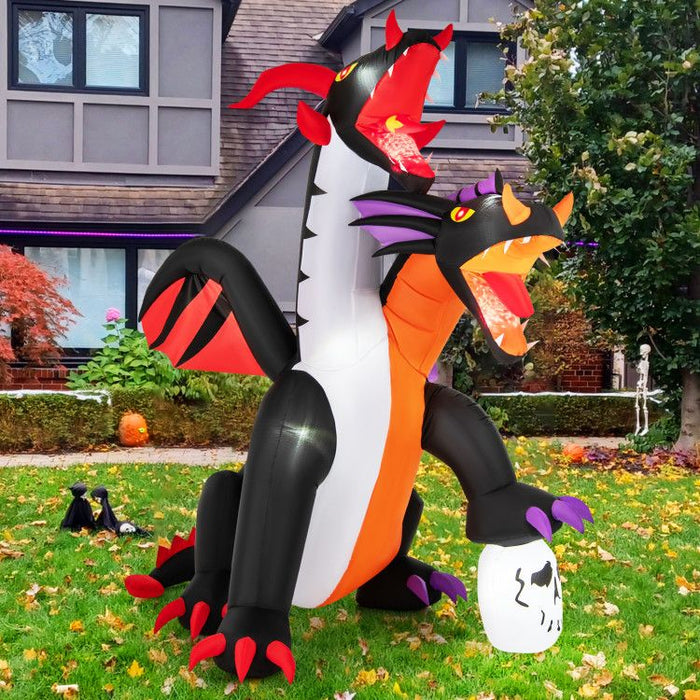 8ft Inflatable Twin - Headed Dragon with LED Lights - Monsta Online
