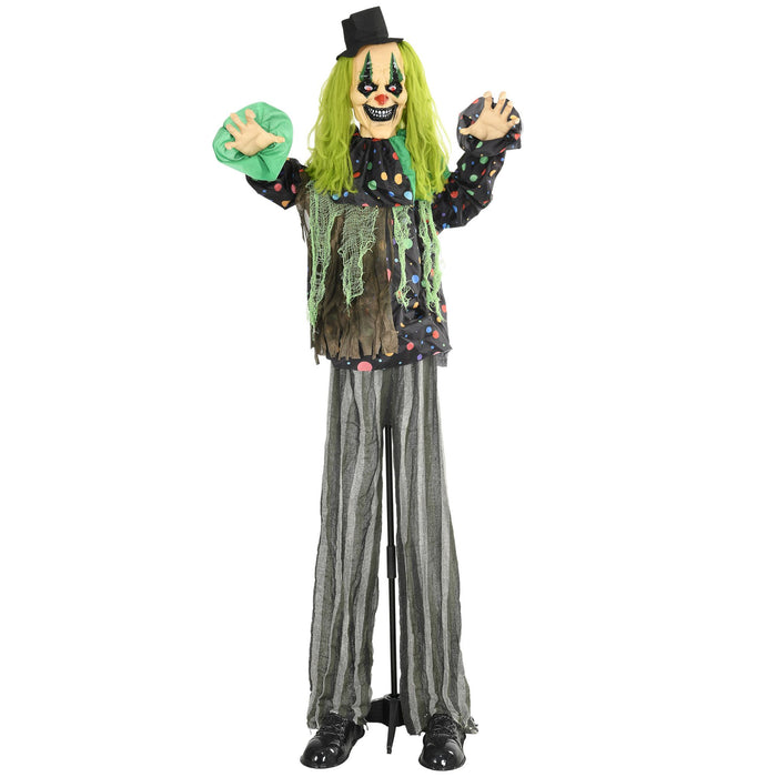 6.1ft Life - Size Animated Circus Clown – Sound Touch Activated with Glowing Eyes and Creepy Laughter - Monsta Online