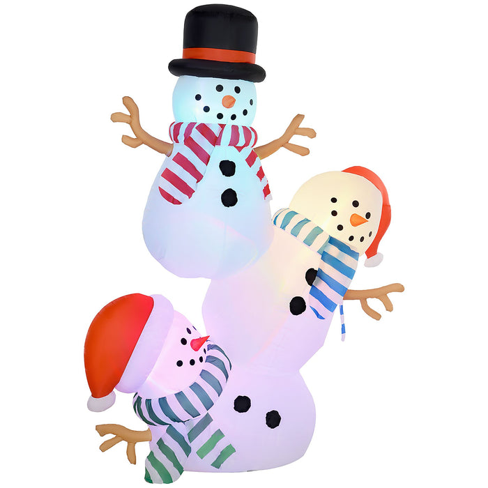 8FT Inflatable Three Stacked Snowmen with LED Lights - Outdoor Christmas Decoration - Monsta Online