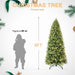 8FT Pre - Lit Slim Artificial Christmas Tree — 600 Lights, Feel Real Fir, Hinged Metal Stand - Monsta Online