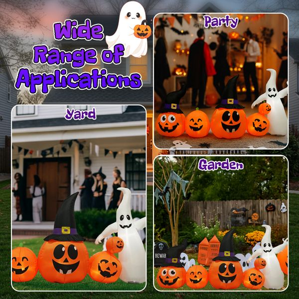 8FT Halloween Inflatable Pumpkins with Ghost – Lighted Blow Up Yard Decoration - Monsta Online