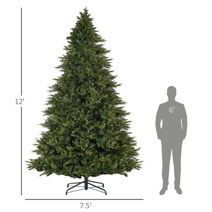12FT Hinged Artificial Christmas Tree — 8410 Tips, Unlit, Full Realistic, Foldable Metal Stand - Monsta Online