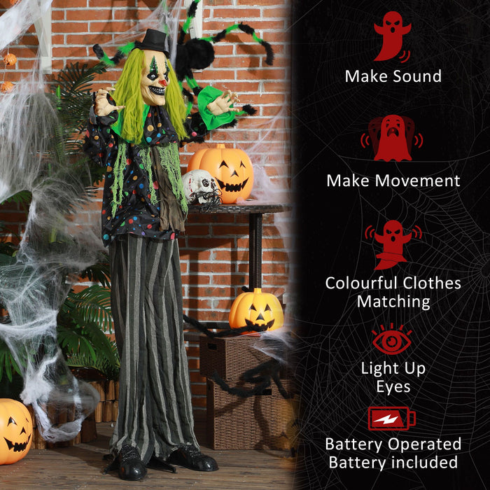 6.1ft Life - Size Animated Circus Clown – Sound Touch Activated with Glowing Eyes and Creepy Laughter - Monsta Online