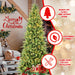 7FT Pre - Lit Slim Artificial Christmas Tree — 400 Warm LED, 1180 Tips, Pencil, Hinged, Metal Stand - Monsta Online