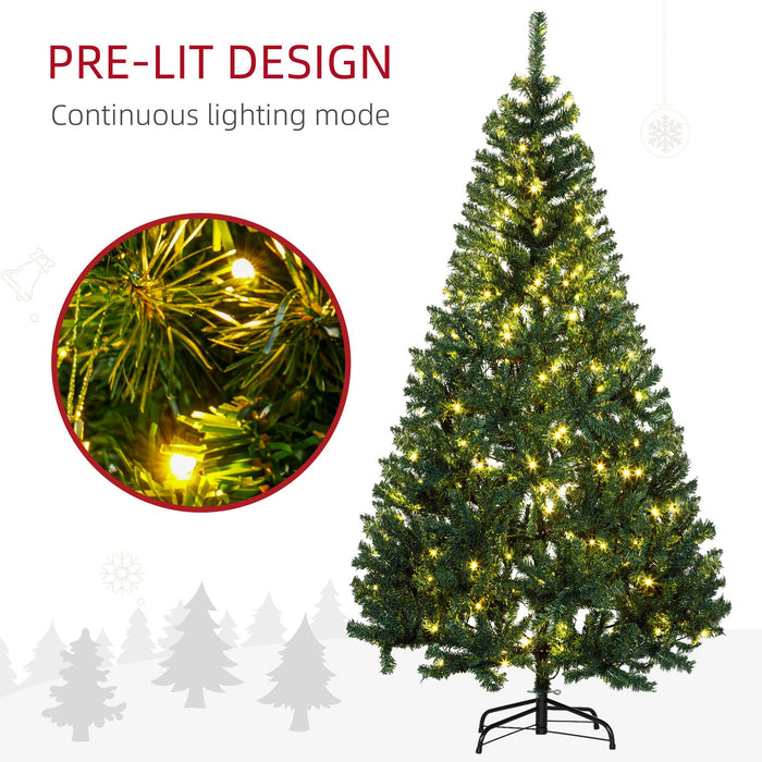 6FT Pre - Lit Artificial Christmas Tree — 250 Warm White LED Lights, 1000 Tips, Hinged, Metal Base - Monsta Online
