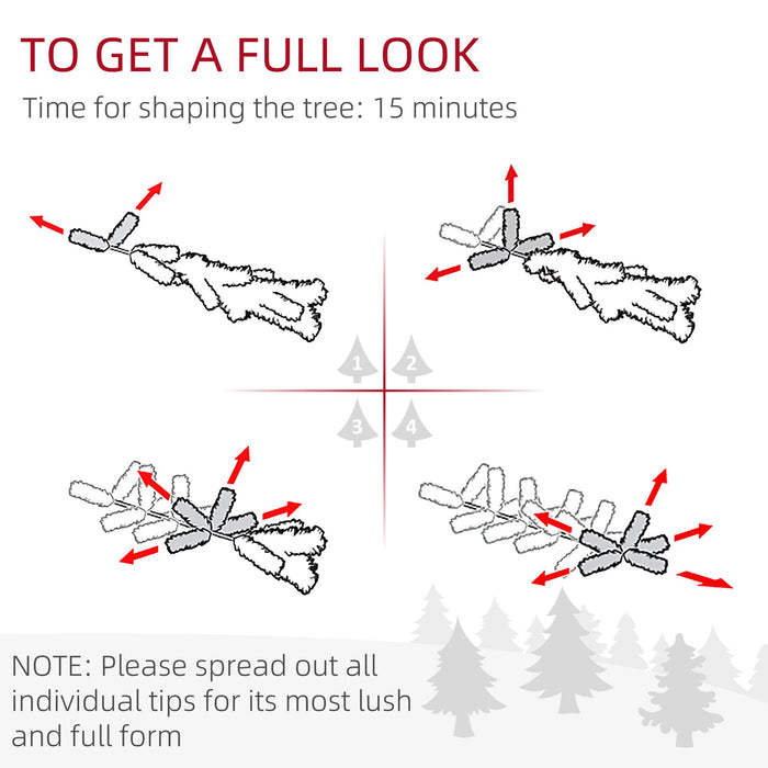 5FT Snow Flocked Pencil Artificial Christmas Tree — 263 Tips, Unlit, Upward & Downward Branches, Metal Base - Monsta Online