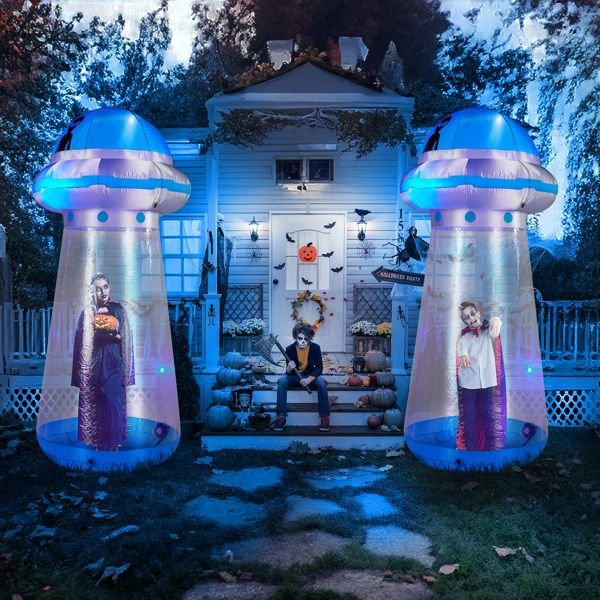 8.8FT Halloween Inflatable UFO with Built - in LED Lights and Stand Inside Design - Monsta Online