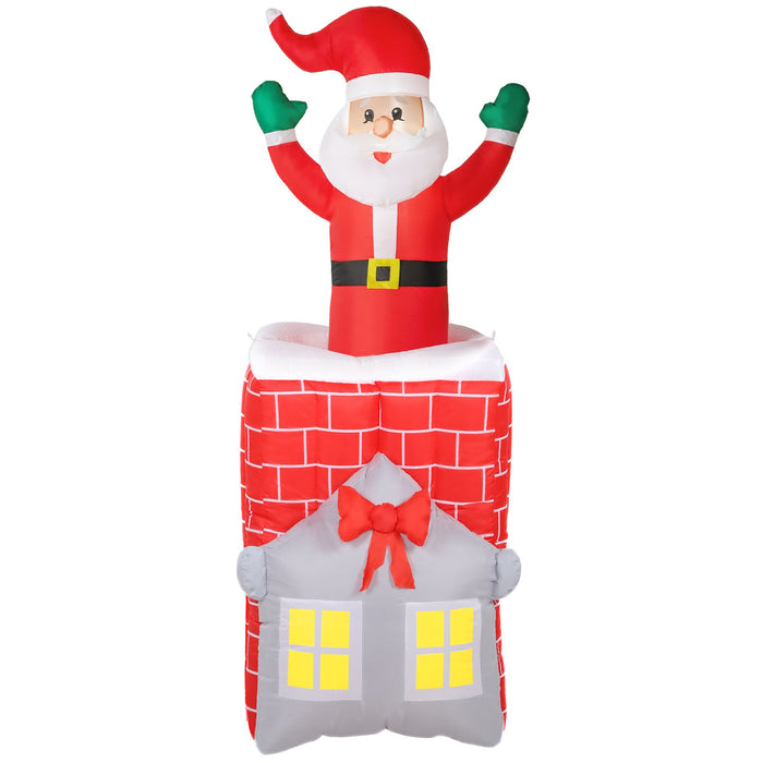 7FT Prelit Animated Inflatable Santa in Chimney Moving Up & Down with LED Lights - Outdoor Christmas Decoration - Monsta Online