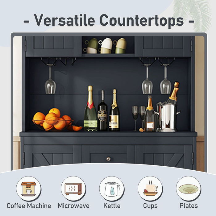 Farmhouse Coffee Bar Cabinet with Wine Storage & Drawers for Kitchen - Monsta Online