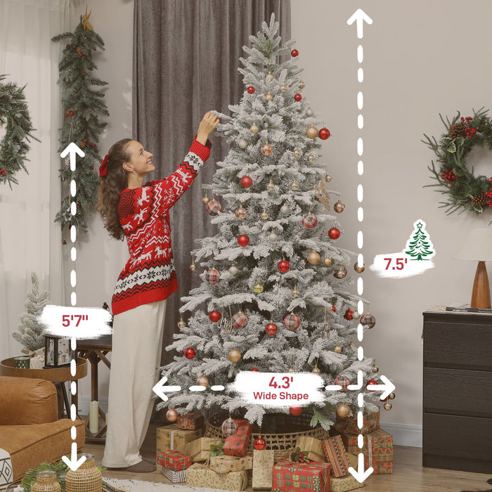 7.5FT Frosted Artificial Christmas Tree — 1762 Tips, Snow - Flocked, Hinged, Wide Full Spruce - Monsta Online