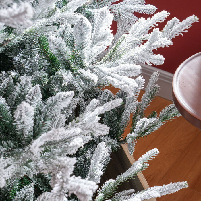 6FT Flocked Artificial Christmas Tree — 795 Tips, Auto - Open Hinged, Snow - Dipped, Steel Base - Monsta Online