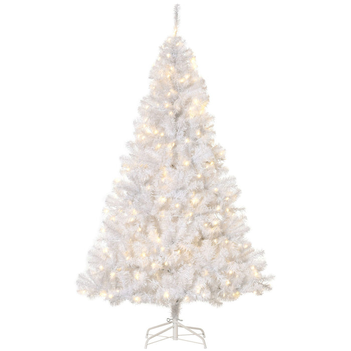 6FT Pre - Lit White Artificial Christmas Tree — 1000 Tips, 250 Warm White LEDs, Metal Stand - Monsta Online