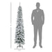 6FT Snow Flocked Pencil Artificial Christmas Tree — 395 Tips, Unlit, Slim Space - Saving, Metal Base - Monsta Online