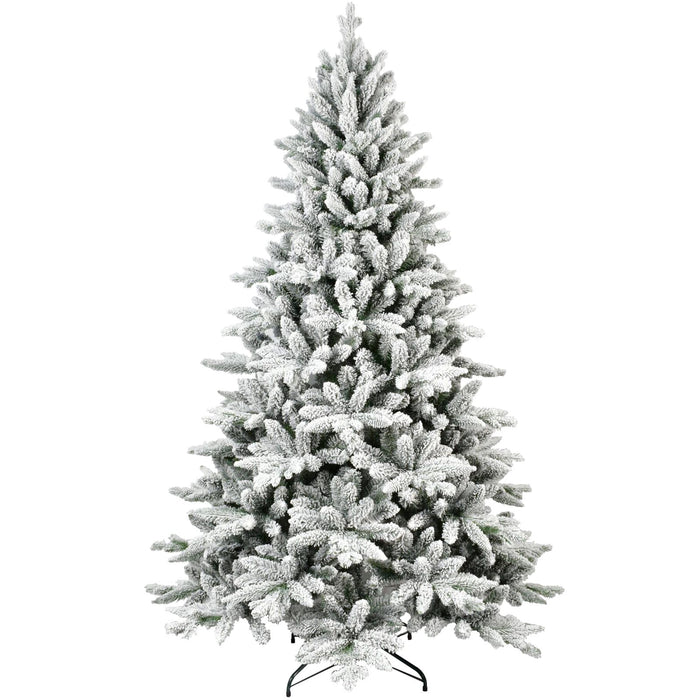 6FT Unlit Flocked Artificial Christmas Tree — 1100 PVC Tips, Hinged, Metal Stand - Monsta Online