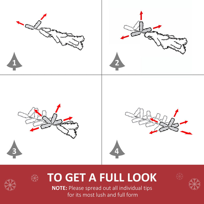 6FT Pre - Lit White Artificial Christmas Tree — 1000 Tips, 250 Warm White LEDs, Metal Stand - Monsta Online