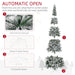 9FT Snow Flocked Pencil Artificial Christmas Tree — 1084 Tips, Unlit, Auto - Open, Green White, Steel Base - Monsta Online