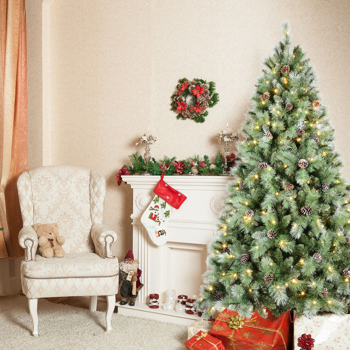 7.5FT Unlit Artificial Christmas Tree — 1588 PVC Tips, Hinged, Foldable Metal Base - Monsta Online