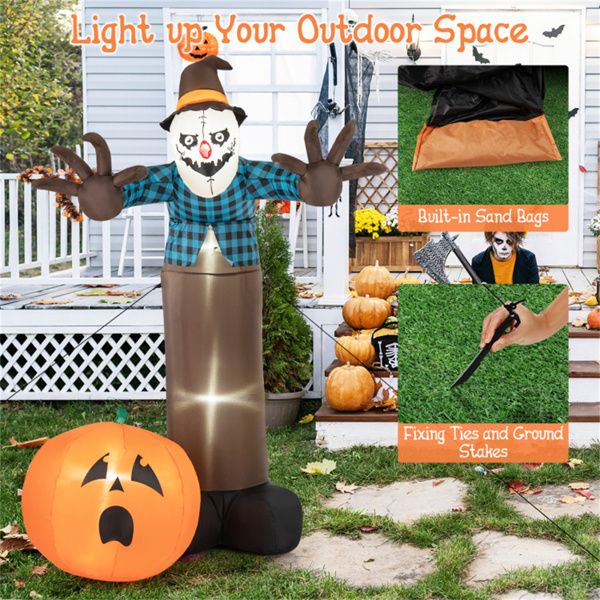 7FT Halloween Inflatable Scarecrow with LED Lights – Blow Up Yard Decoration - Monsta Online