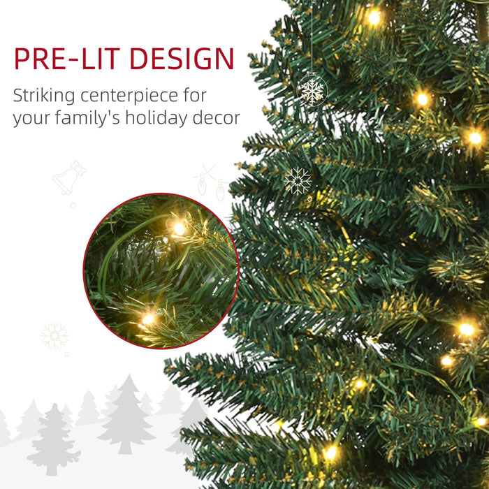 5FT Noble Fir Pencil Pre - Lit Artificial Christmas Tree — 110 Warm White LEDs, 294 Tips, Slim Space - Saving - Monsta Online