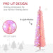 6FT Pre - Lit Pink Pencil Artificial Christmas Tree — 200 Multi - Color LED Lights, 8 Modes, 360 Tips - Monsta Online