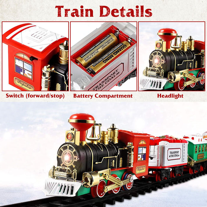 23" Battery - Operated Christmas Train Set with Sound & Light - Electric Tree Surround Track Toy for Kids - Monsta Online